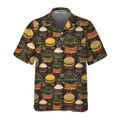Floral Tasty Burgers Hawaiian Shirt, Funny Seamless Pattern Burger Shirt - Hyperfavor