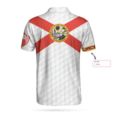 Florida Golf Flag Custom Polo Shirt, Personalized Golf Gift For Florida Lovers, Simple Golf Shirt Design For Male - Hyperfavor