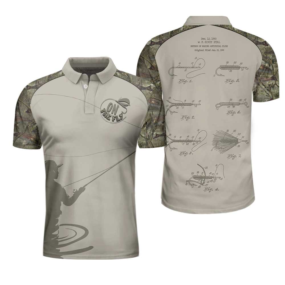 Fly Fishing On The Fly Flies Patent Polo Shirt - Hyperfavor
