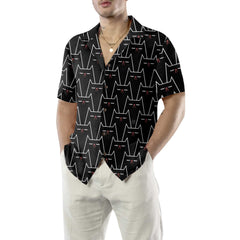Funny Black Cat Pattern Hawaiian Shirt, Funny Black Cat Shirt For Adults, Cat Themed Gift For Cat Lovers - Hyperfavor