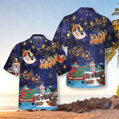 Funny Christmas Sky Santa Clause With Reindeers Hawaiian Shirt, Funny Christmas Shirt, Best Gift For Christmas - Hyperfavor