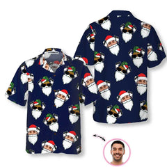 Funny Santa Claus Face Custom Hawaiian Shirt, Funny Santa Shirt, Personalized Christmas Gift - Hyperfavor