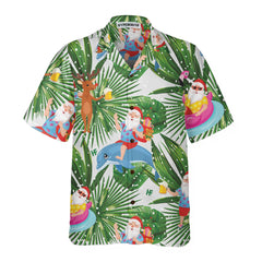 Funny Tropical Christmas Hawaiian Shirt, Funny Santa Claus Shirt For Christmas - Hyperfavor