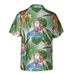 Funny Tropical Christmas Hawaiian Shirt, Funny Santa Claus Shirt For Christmas - Hyperfavor
