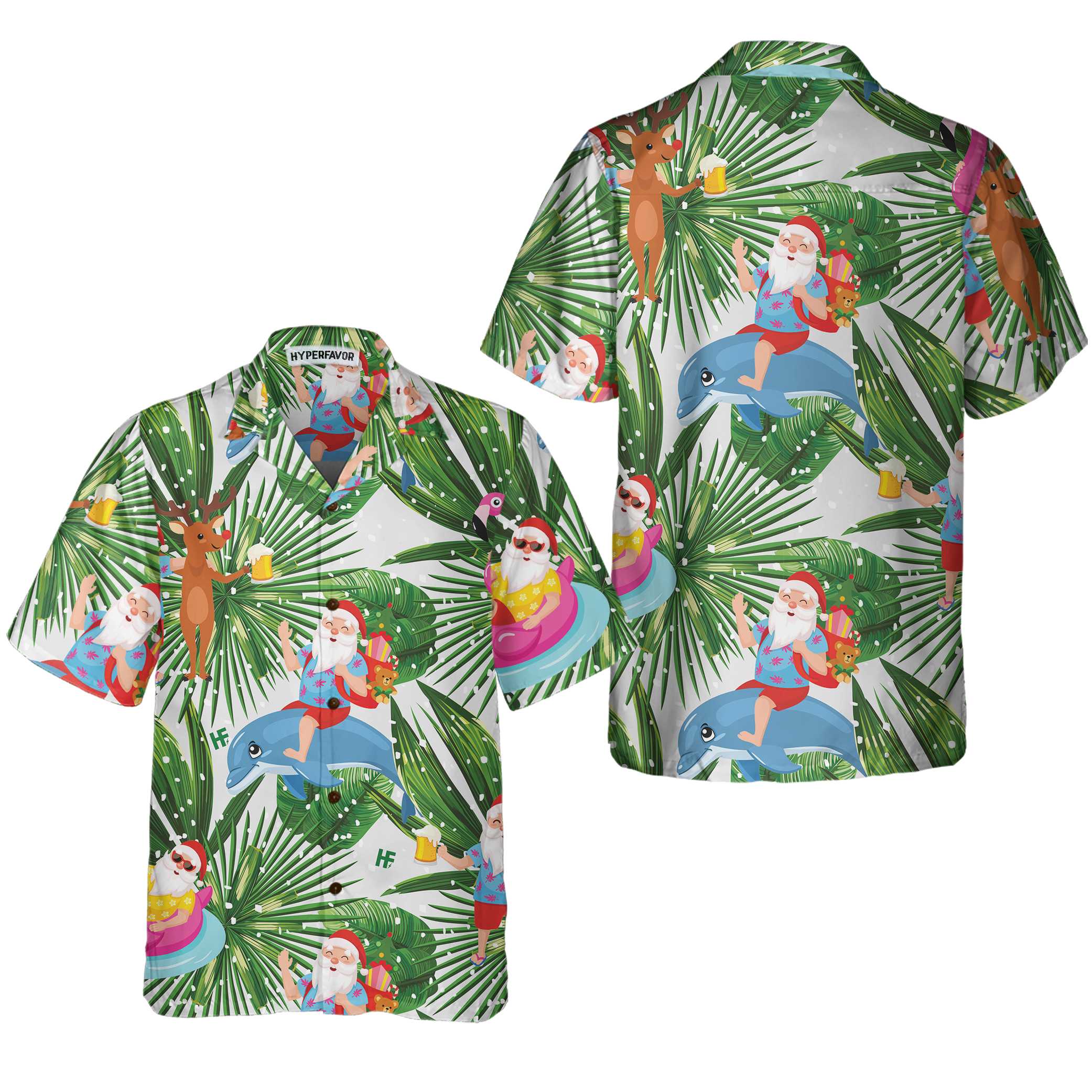 Funny Tropical Christmas Hawaiian Shirt, Funny Santa Claus Shirt For Christmas - Hyperfavor