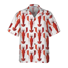Geometric Lobster Pattern Hawaiian Shirt, Funny Lobster Shirt For Adults, Lobster Print Shirt - Hyperfavor