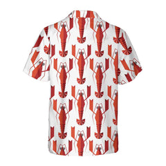 Geometric Lobster Pattern Hawaiian Shirt, Funny Lobster Shirt For Adults, Lobster Print Shirt - Hyperfavor
