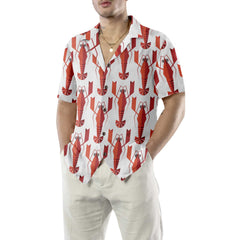 Geometric Lobster Pattern Hawaiian Shirt, Funny Lobster Shirt For Adults, Lobster Print Shirt - Hyperfavor