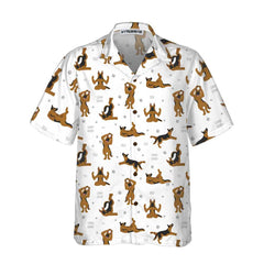 German Shepherd Doing Yoga Hawaiian Shirt, Funny German Shepherd Shirt, Dog Hawaiian Shirt For Adults - Hyperfavor
