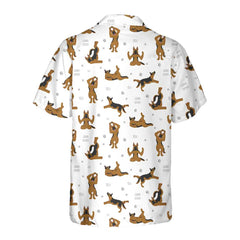 German Shepherd Doing Yoga Hawaiian Shirt, Funny German Shepherd Shirt, Dog Hawaiian Shirt For Adults - Hyperfavor