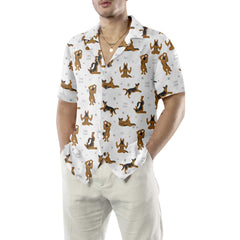 German Shepherd Doing Yoga Hawaiian Shirt, Funny German Shepherd Shirt, Dog Hawaiian Shirt For Adults - Hyperfavor