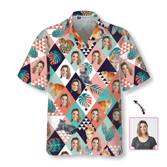 Girlfriend Face Tropical Cat Custom Hawaiian Shirt - Hyperfavor