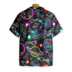 Glowing Space With Rainbow Star Hawaiian Shirt - Hyperfavor