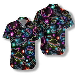 Glowing Space With Rainbow Star Hawaiian Shirt - Hyperfavor