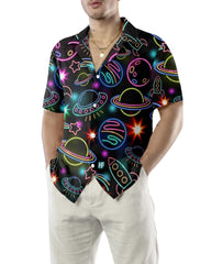 Glowing Space With Rainbow Star Hawaiian Shirt - Hyperfavor