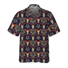 Goat Head Satanic Hawaiian Shirt, Funny Goat Shirt For Adults, Goat Print Shirt - Hyperfavor