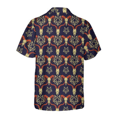 Goat Head Satanic Hawaiian Shirt, Funny Goat Shirt For Adults, Goat Print Shirt - Hyperfavor