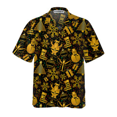 Golden Christmas Elements Hawaiian Shirt, Funny Christmas Shirt For Men, Best Xmas Gift Idea - Hyperfavor