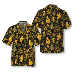 Golden Christmas Elements Hawaiian Shirt, Funny Christmas Shirt For Men, Best Xmas Gift Idea - Hyperfavor