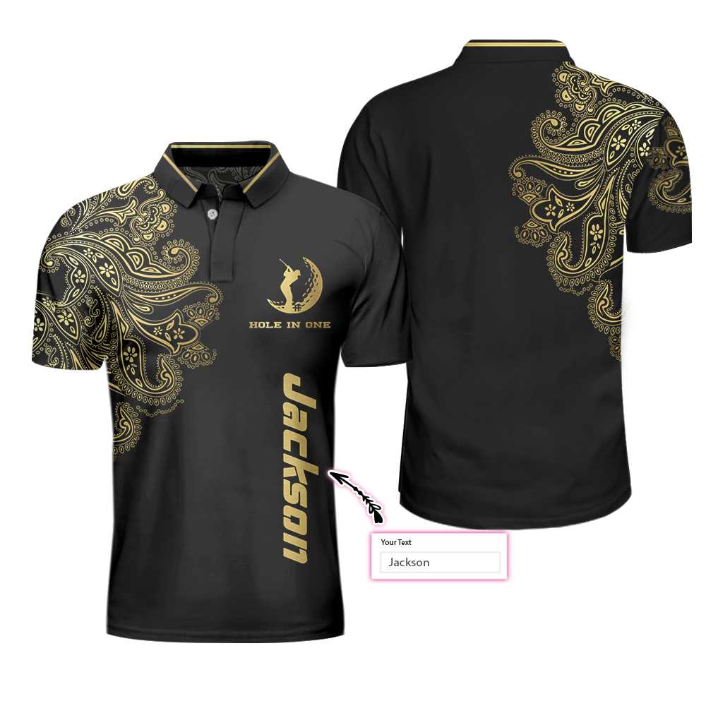 Golden Hole In One Personalized Golf Custom Polo Shirt - Hyperfavor