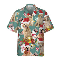 Golden Retriever Celebrate Christmas Hawaiian Shirt, Golden Retriever Christmas Dog Hawaiian Shirt, Christmas Gift For Dog Lover - Hyperfavor