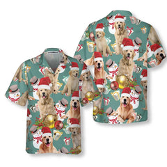 Golden Retriever Celebrate Christmas Hawaiian Shirt, Golden Retriever Christmas Dog Hawaiian Shirt, Christmas Gift For Dog Lover - Hyperfavor