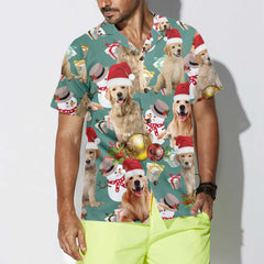 Golden Retriever Celebrate Christmas Hawaiian Shirt, Golden Retriever Christmas Dog Hawaiian Shirt, Christmas Gift For Dog Lover - Hyperfavor