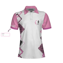 Golf Act Like A Lady Custom Women Short Sleeve Polo Shirt, Personalized Leopard Pattern Shirt With Sayings - Hyperfavor