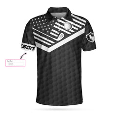 Golf American Flag Personalized Name Custom Polo Shirt - Hyperfavor