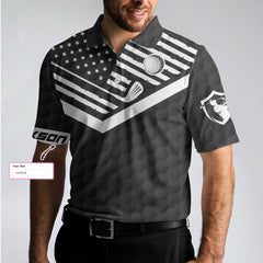 Golf American Flag Personalized Name Custom Polo Shirt - Hyperfavor