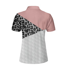 Golf Ball Texture With Leopard Pattern Golf Short Sleeve Women Polo Shirt, Golf Shirt For Female Golfers - Hyperfavor