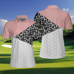Golf Ball Texture With Leopard Pattern Golf Short Sleeve Women Polo Shirt, Golf Shirt For Female Golfers - Hyperfavor