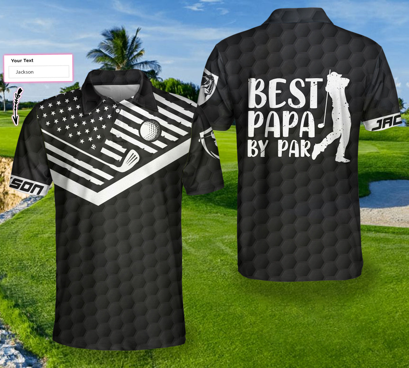 Golf Best Papa by Par Custom Polo Shirt - Hyperfavor