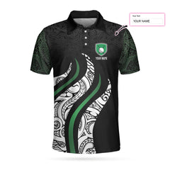 Golf Black And Green Abstract Pattern Custom Polo Shirt, Personalized Golf Gift For Male Golfers - Hyperfavor