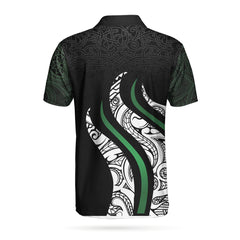 Golf Black And Green Abstract Pattern Custom Polo Shirt, Personalized Golf Gift For Male Golfers - Hyperfavor