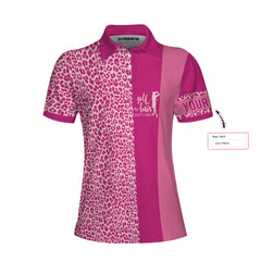 Golf Hair Don't Care Custom Short Sleeve Women Polo Shirt, Pink Leopard Golfing Shirt For Golfers - Hyperfavor