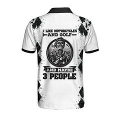 Golf I Like Motorcycles Polo Shirt, Black And White Argyle Pattern Polo Shirt, Best Golf Shirt For Golfers - Hyperfavor