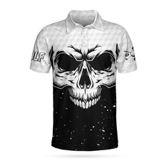 Golf Skull Pattern Black And White Polo Shirt - Hyperfavor