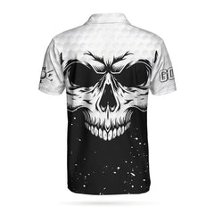 Golf Skull Pattern Black And White Polo Shirt - Hyperfavor