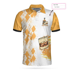 Golf Whisky And Take Naps Custom Polo Shirt, Personalized Yellow Plaid Pattern Golf Shirt With Name For Golfers - Hyperfavor