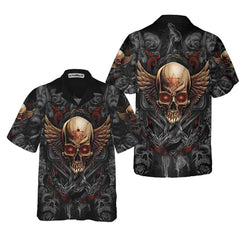 Gothic Skull Biker Hawaiian Shirt, Pentagrama Skull Goth Shirt For Men And Women - Hyperfavor