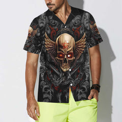 Gothic Skull Biker Hawaiian Shirt, Pentagrama Skull Goth Shirt For Men And Women - Hyperfavor