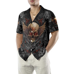 Gothic Skull Biker Hawaiian Shirt, Pentagrama Skull Goth Shirt For Men And Women - Hyperfavor
