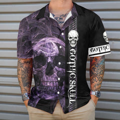 Gothic Skull Hawaiian Shirt, Cool Skull Black Shirt For Men And Women - Hyperfavor