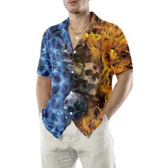 Gothic Skull Fire And Water Hawaiian Shirt, Unique Skull Goth Shirt For Men And Women - Hyperfavor