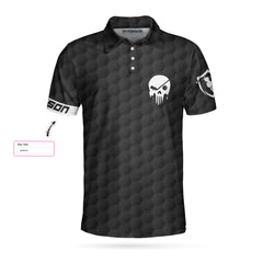 Grass Destroyer Custom Polo Shirt, Black Skull Golfing Shirt Design, Personalized Golf Gift Idea For Male - Hyperfavor