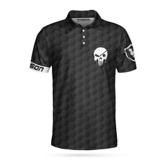 Grass Destroyer Custom Polo Shirt, Black Skull Golfing Shirt Design, Personalized Golf Gift Idea For Male - Hyperfavor