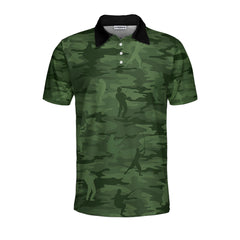 Green Camouflage Fisherman Silhouette Polo Shirt - Hyperfavor
