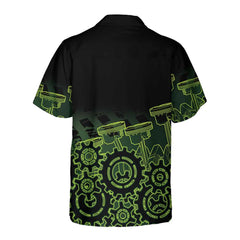 Green Steampunk Mechanic Hawaiian Shirt, Button Up Mechanic Shirt For Men, Cool Mechanic Gift - Hyperfavor