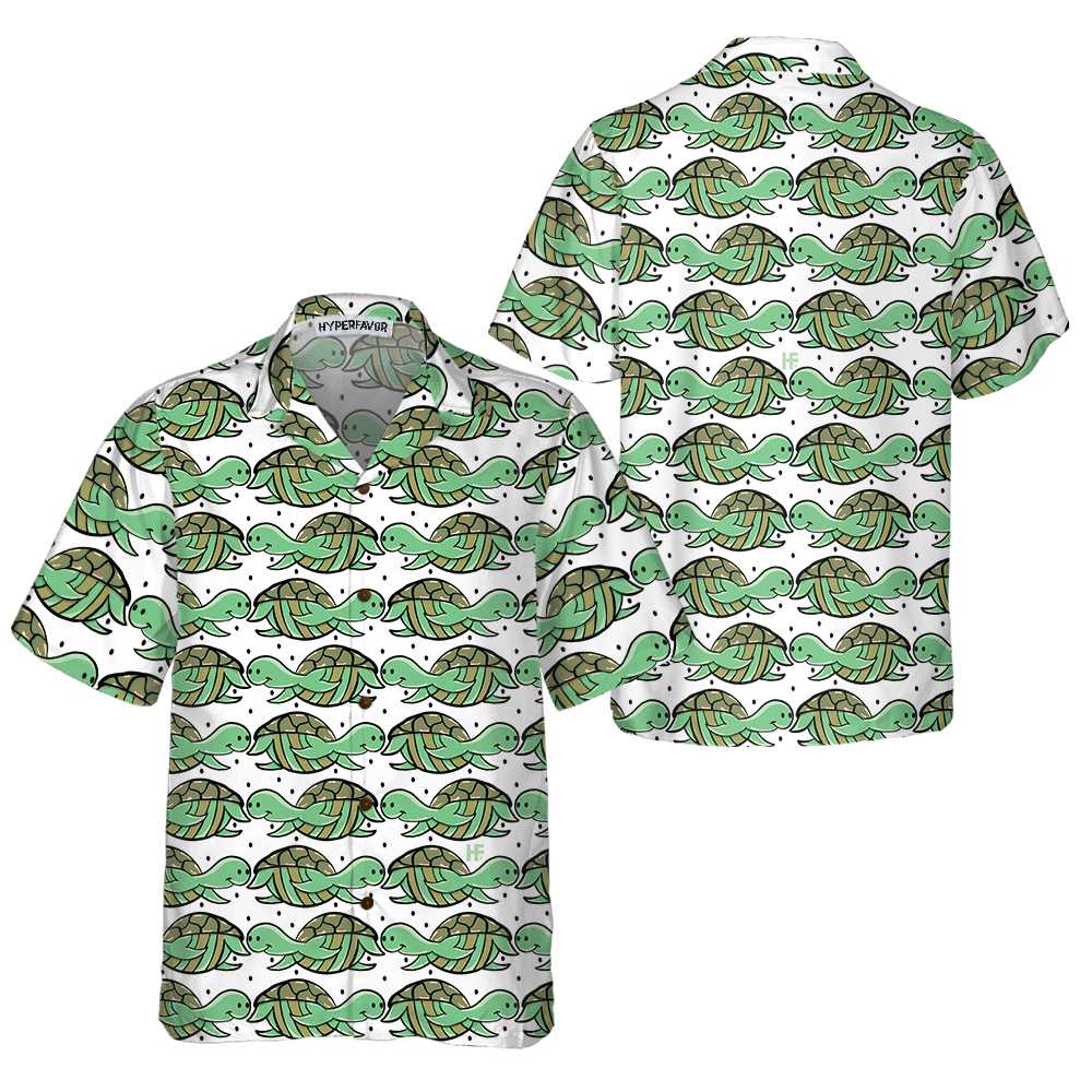 Green Turtles Pattern Hawaiian Shirt, Turtle Shirt For Men & Women, Best Gift For Turtle Lover - Hyperfavor